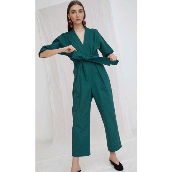 Whit Green Penny Jumpsuit Belt $450 Garmentory Structured Well Made - Picture 3 of 13
